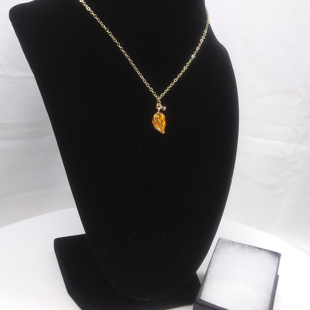 Orange Autumn Leaf Necklace
